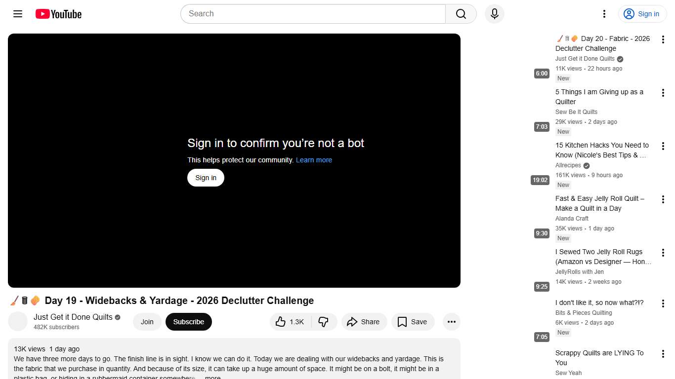 🧹🗑🧽 Day 19 - Widebacks & Yardage - 2026 Declutter Challenge - YouTube